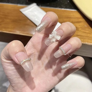 เล็บปลอม 24ชิ้น ฟรีตะไบเล็บ+กาว พร้อมส่งจากไทย【แบบยาว part3】 High Class PVC Fake nails_mama studio