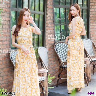 Maxi Dress แขนกุดพิมพ์ลาย TW5463