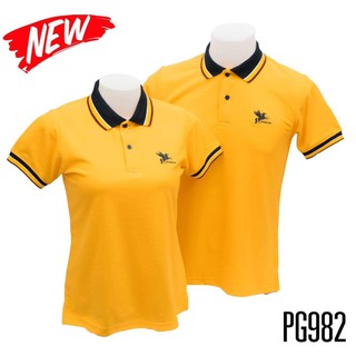 เสื้อโปโลสีเหลืองPG982 ชาย/หญิง รุ่นใหม่ล่าสุด ทรงเข้ารูป สีสวย ใส่แล้วดูไม่อ้วน!!!