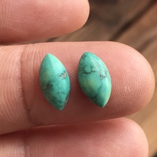 Turquoise เทอร์คอยส์ ดิบ สีเขียวน้ำทะเล 2.65 ct2pcs