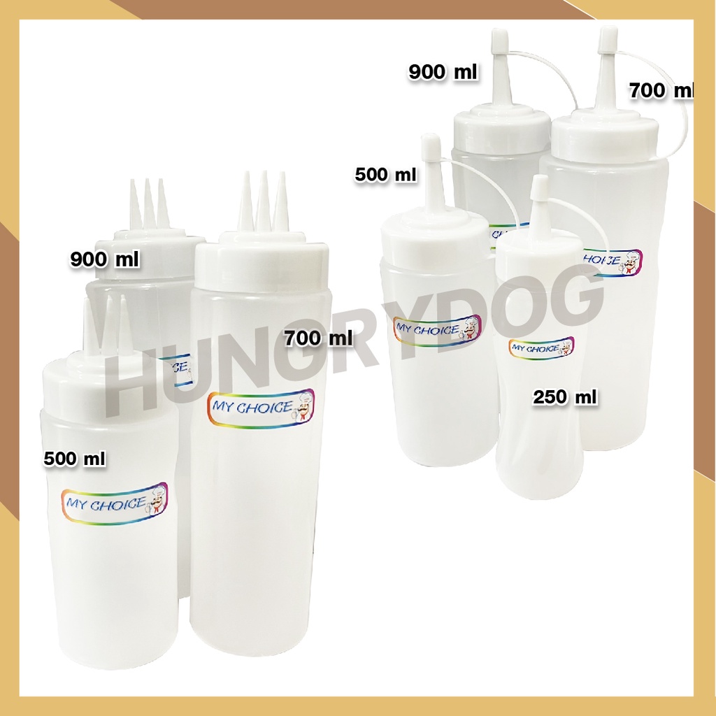 ขวดบีบซอส  ขวดใส่น้ำเชื่อม มีฝาปิด ล็อคแน่น ทนความร้อน 90องศา แบบ 1 รู /3 รู พร้อมส่ง cookingrun bakery - รูปที่ 5