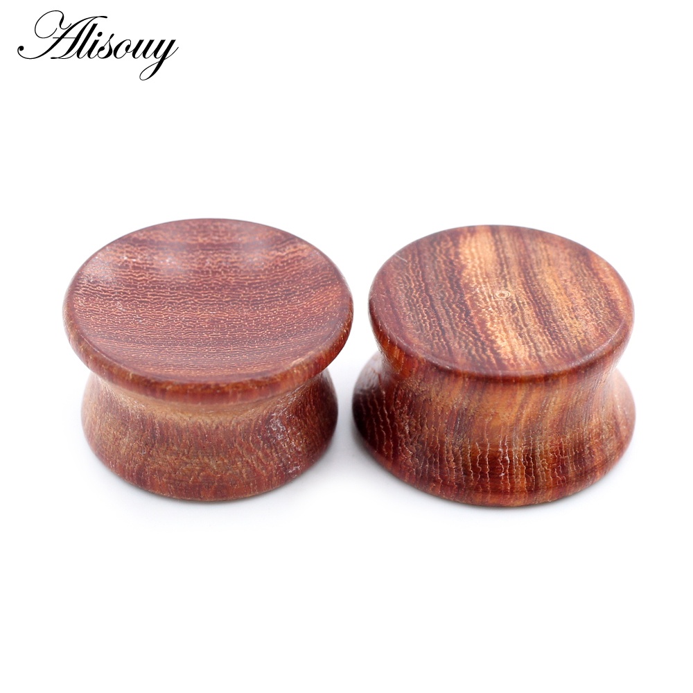 Alisouy 2 ชิ้น 6 มม. - 20 มม. เว้า ไม้ธรรมชาติ ผู้ชาย ผู้หญิง อุโมงค์หู ปลั๊ก ขยาย เกจวัด ต่างหู เจาะร่างกาย เครื่องประดับ