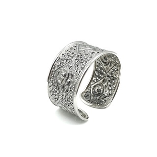 DSP กำไลเงินลายสวนดอกกุหลาบ พิกุลเครือเถา เงินแท้ 925 : DSP 925 Sterling Silver Flower Cuff Bangle [GSPP0115]