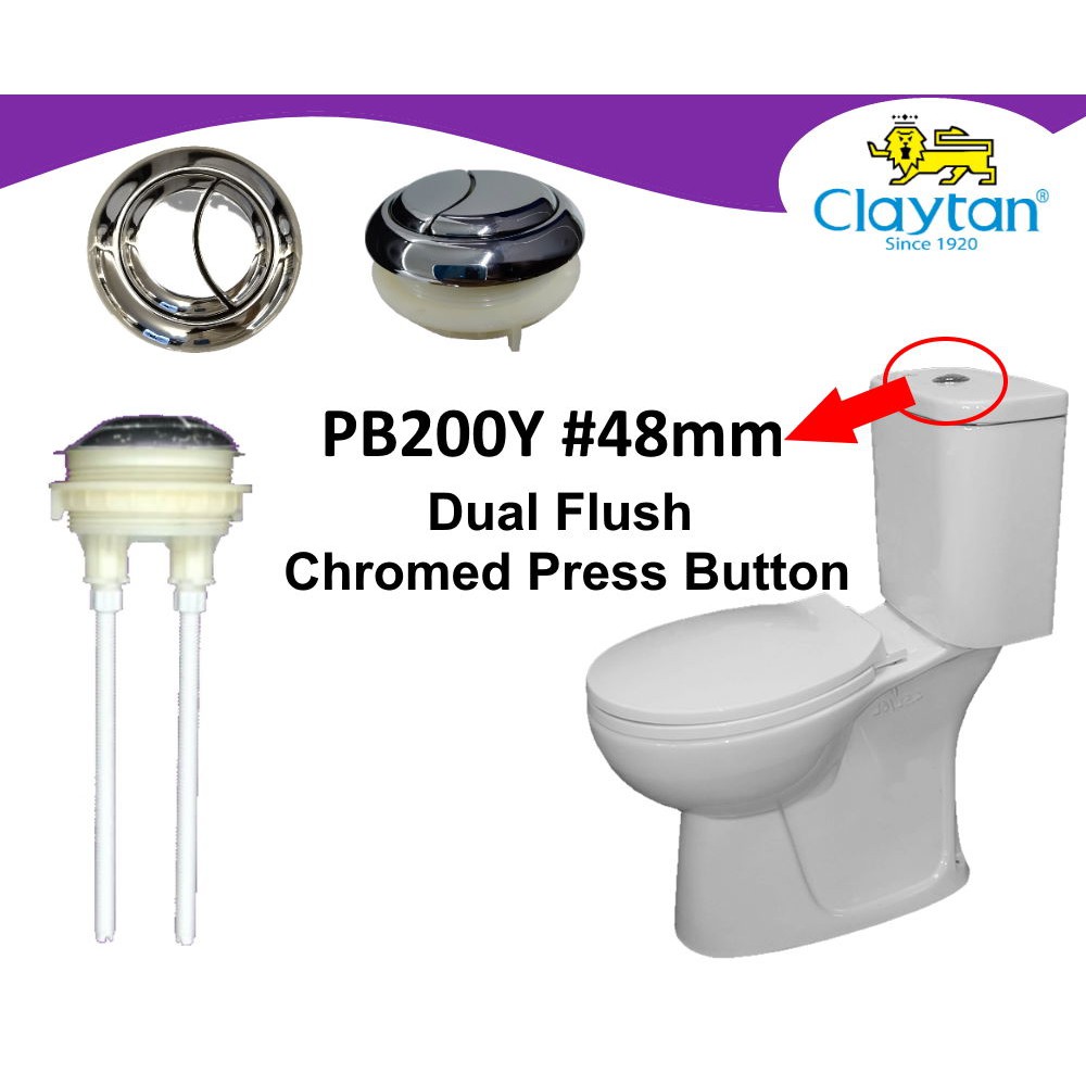 อะไหล่ทดแทนสําหรับปุ่มกด Chromed (Dual Flush) บน Standard Claytan Closed Couple WC PB200Y 48mm