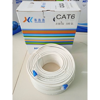 Cable Lan Indoor UTP RJ45 CAT6 /100/1000 ความยาว 100 เมตร เข้าหัวแล้ว ใช้เดินสายภายในอาคารได้ดี รองรับจิกบิท สัญญานดี