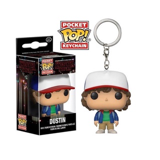 พวงกุญแจ ตุ๊กตาฟิกเกอร์ Funko Pop Stranger Things Dustin ของเล่น สําหรับเก็บสะสม