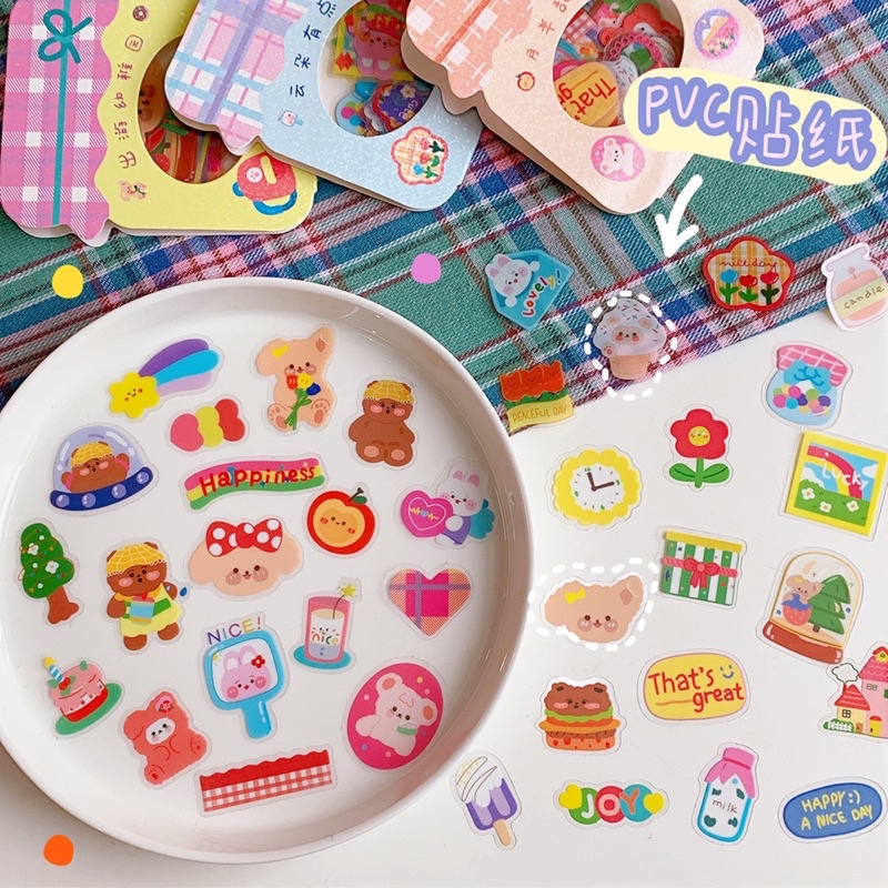 A61 สติกเกอร์หมีน่ารัก สติกเกอร์Diy สไตล์เกาหลี พร้อมส่ง