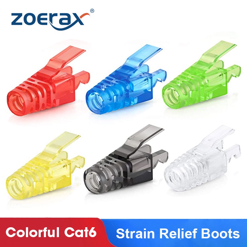 Zoerax RJ45 ฝาครอบเชื่อมต่อสายเคเบิลเครือข่ายอีเธอร์เน็ต LAN หลากสี สําหรับ CAT6 CAT5E