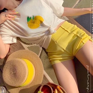 ส่งทันที Cici(พร้อมส่ง)(Q3212)กางเกงไหมพรมขาสั้น รูดข้าง