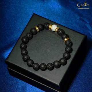 กำไลหิน 8 มิล  หินนำโชค  Howlite &amp; Lava เสริมดวง