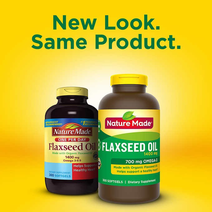 Nature Made Flaxseed Oil Exp.112023 1400 mg. 300 Softgels