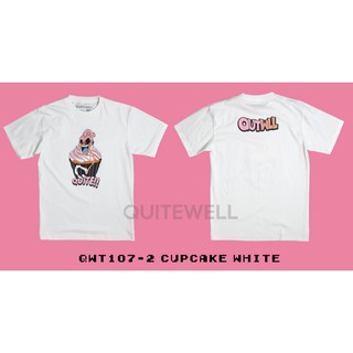 เสื้อยืดแขนสั้น  🎴 QWT107-2 CUPCAKE WHITE ชุดลำลอง