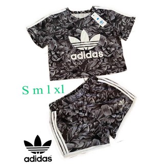 adidas เสื้อยืดเอวลอย+กางเกงขาสั้น