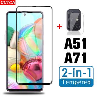 2in1 แก้วป้องกันบนสำหรับ Samsung Galaxy A71 A51 A50s A30s A20s A10s ปกป้องหน้าจอและเลนส์กล้องถ่ายรูป SAM Samsung A71 51 71 กระจกเทมเปอร์กรณีฟิล์ม CUTCA