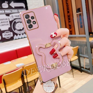 เคสโทรศัพท์มือถือ Samsung Galaxy S22 S21 S20 Ultra S22+ S21+ S20+ FE Plus 5G Phone Case Straight Edge Handphone Casing with Cute Lovely Bears Stand Holder Protection Back Cover GalaxyS22