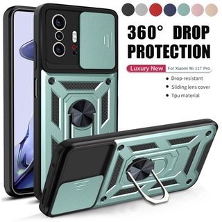 เคสโทรศัพท์ แบบไฮบริดแข็ง กันกระแทก สำหรับ Xiaomi 11T Pro 11TPro 11 T กรณีการป้องกันกล้อง พร้อมแหวนขาตั้ง เคสยืนกันชน Phone Case Cover For Xiomi 11t Pro