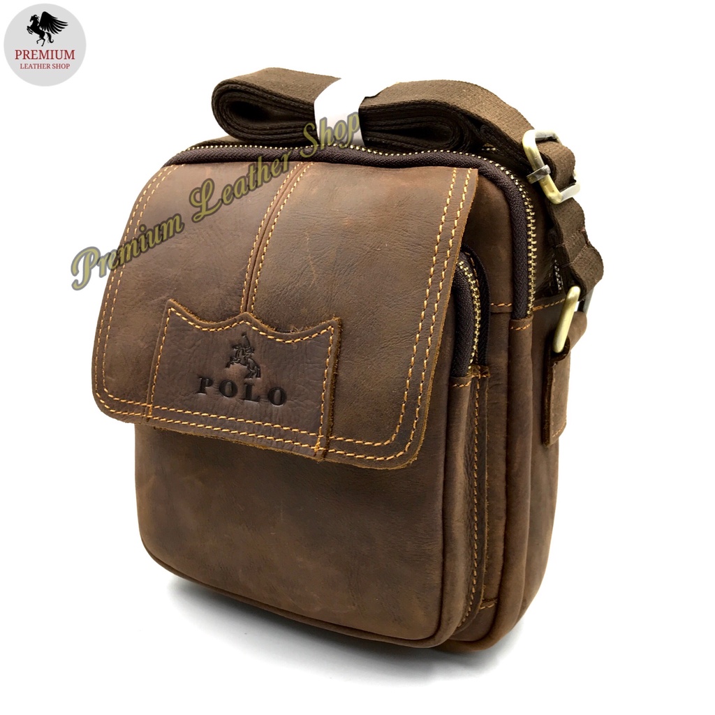 Lee Jeep Leather Sling Bag กระเป๋าสะพาย Cross Body Leather Bag Messenger Leather Bag