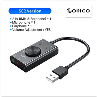 ORICO-SC2 ซาวด์การ์ด sound card หูฟังไมโครโฟนการ์ดเสียงภายนอกUSB แบบไม่มีไดรฟ์ การ์ดเสียง แบบพกพาสองในหนึ่งเดียวพร้อมปรั