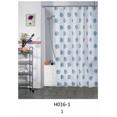 PRIMO ผ้าม่านห้องน้ำ PEVA ลายกราฟฟิก ขนาด 180×180ซม.  DF029 สีฟ้า