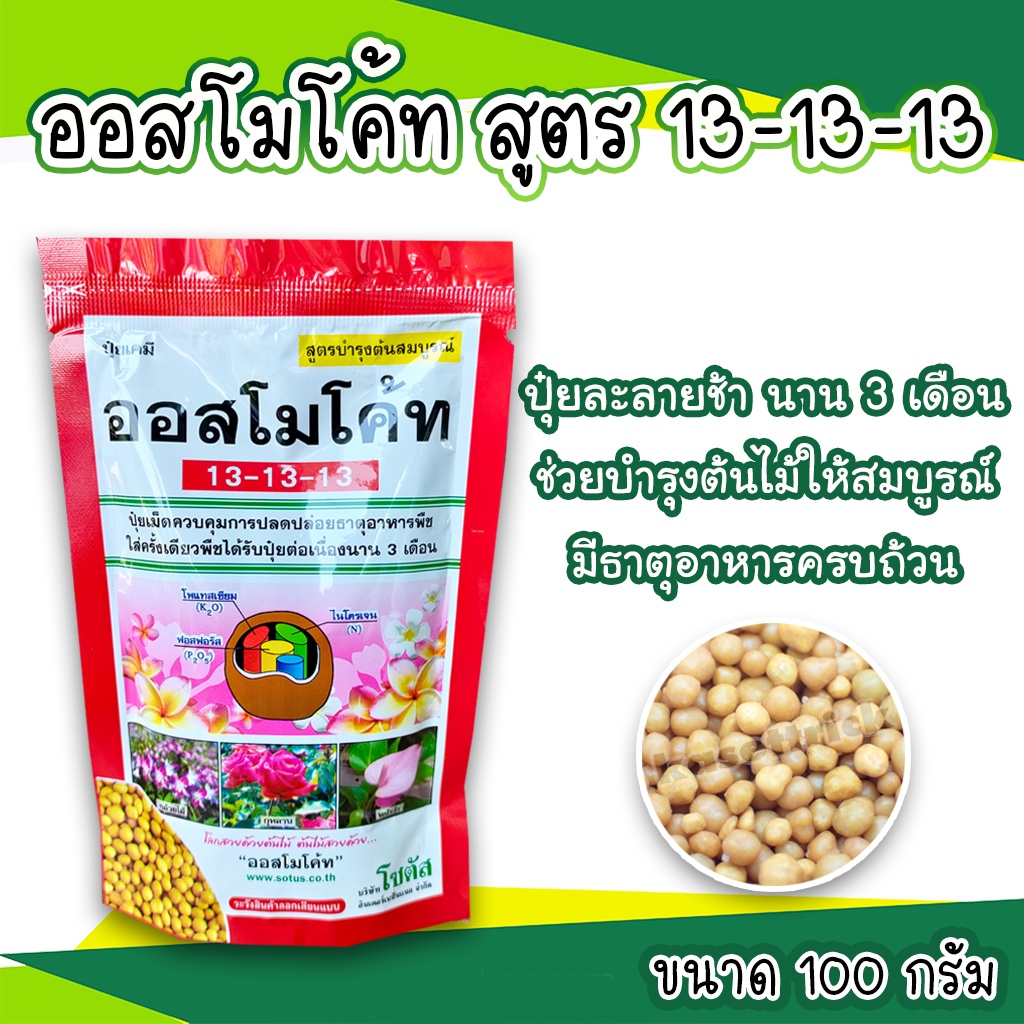 ออสโมโค้ท (Osmocote) สูตร 13-13-13 ขนาด 100กรัม สารอาหาร ปุ๋ยละลายช้า สูตร 3 เดือน – โปรปัง