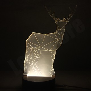 YSB ไฟ LED 3D ตั้งโต๊ะ รูปกวาง Warm White รุ่น 0008-RDAW