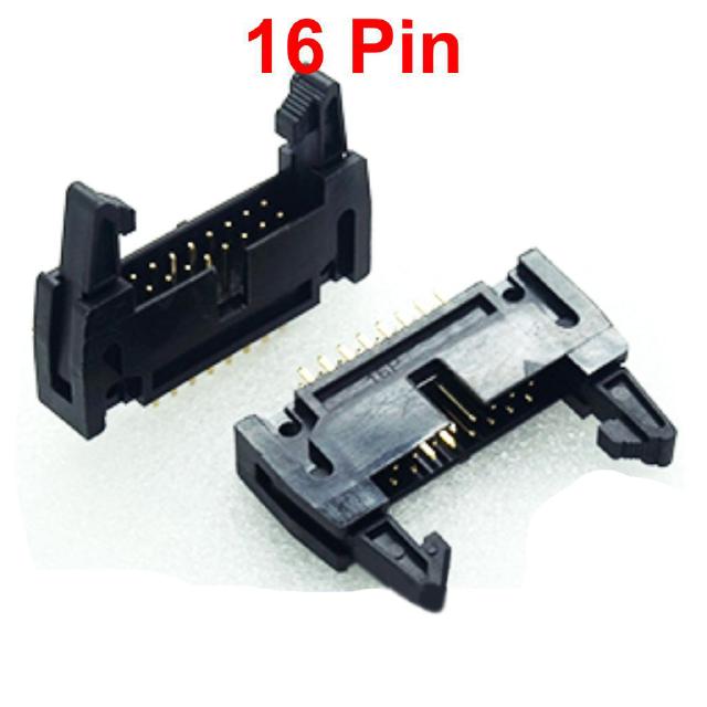 ขั้วบอร์ดเฮดเดอร์ 16P ตัวผู้ขาตรง Board Header Connector ST มีเขี้ยวล็อกคอนเน็คเตอร์