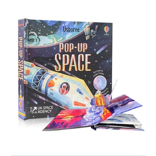 หนังสือภาพภาษาอังกฤษ 3D ป๊อปอัพ Usborne Pop Up Space Montessori ของเล่นเสริมการเรียนรู้ สําหรับเด็ก