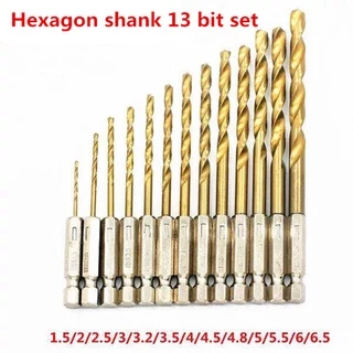 ชุดดอกสว่านสวมเร็วเคลือบไทเทเนียม 13 ชิ้น ขนาด 1.5-6.5mm เจาะไม้ พลาสติก สแตนเลส อลูมิเนียม เหล็ก