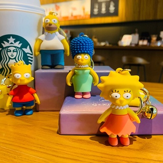 พวงกุญแจ จี้ตุ๊กตาซิลิโคน pvc รูปการ์ตูนครอบครัว Simpson ขนาดเล็ก แบบสร้างสรรค์ เหมาะกับของขวัญวันหยุด สําหรับห้อยกระเป๋านักเรียน