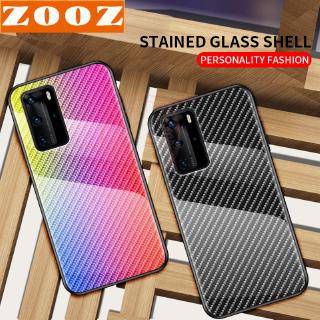 Huawei P40 Pro Lite Pro+ Plus Y7p Nova 7i 5T Case Cover HuaweiP40 HuaweiP40Pro HuaweiP40Lite HuaweiP40Pro+ Nova7i Nova5T Y 7P Gradient Tempered Glass Case Back Cover Fiber Texture Phone Casing for Huawei P 40 Pro + Plus Lite Nova 5 T 7 i Y7p HuaweiY7p