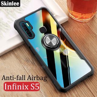 For Infinix S5 S5 Lite Cover Clear Transparent Hard Car Magnetic Navigation Holder Ring Case