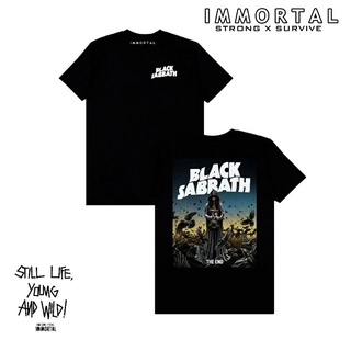 เสื้อยืดผ้าฝ้ายCOTTON เสื้อยืด พิมพ์ลายวง sabbath สีดําS-5XL