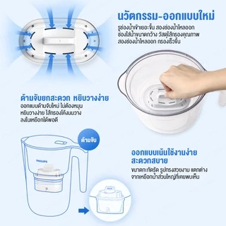 philips water AWP2937WHT เหยือกกรองน้ำ ขนาด 3.4 ลิตร การกรอง4ชั้น Micro X- Clean Plus