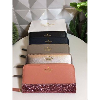 KATE SPADE  LONG WALLET กระเป๋าสตางค์ใบยาวรุ่นใหม่ล่าสุดหนัง Saffiano สไตล์ PRADA