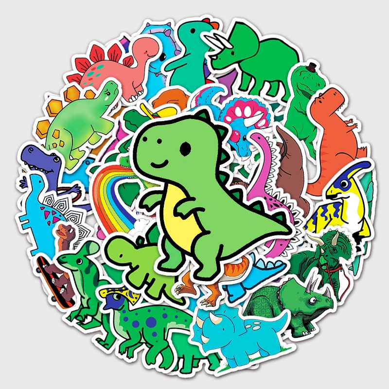 พร้อมส่ง!ไดโนเสาร์ น่ารัก dinosaur ไทแรนโนซอรัส การตั้งแคมป์ สติกเกอร์ สเก็ตบอร์ด 50ชิ้น sticker