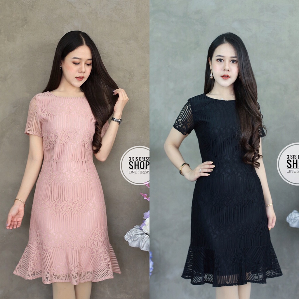 NK205-06 เดรสลูกไม้ลายสวย เนื้อผ้าอย่างดี มาในทรงคลาสสิคที่ใส่ได้ตลอด