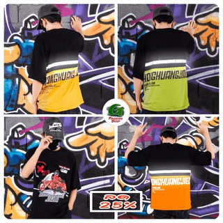 🏍️ เสื้อยืด สตรีทเรซซิ่ง โอเวอร์ไซส์ เข้ม เท่ล้ำ ติดแถบรีแฟกสะท้อนแสงด้านหลัง สกรีนสองด้าน เนื้อผ้าคอตตอน 100% (TSO-724)