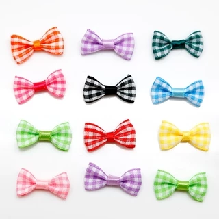3X1.5 ซม.ลายสก๊อต Bowknot 25/50 ชิ้น DIY งานแต่งงานผมเครื่องประดับของขวัญ Party Craft ตกแต่ง