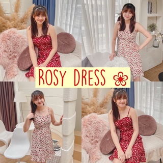 🌹Rosy dress เดรสสั้นสายเดี่ยวลายดอกไม้ มี2สี ขาว/แดง