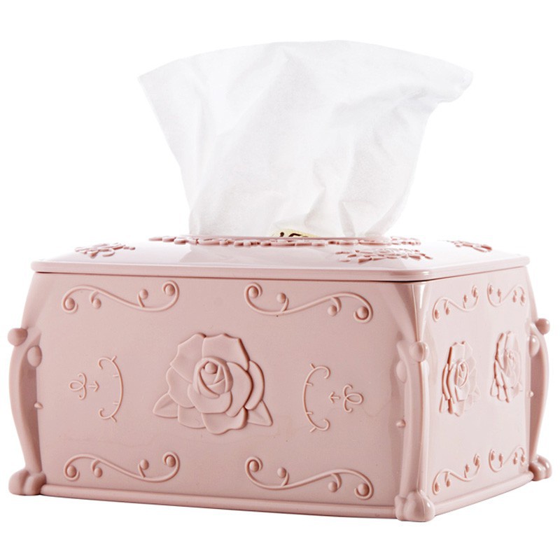 Mi Fan Home [ยิงจริง]#欧式雕花纸巾盒客厅茶几抽纸盒家用桌面餐巾纸盒纸巾收纳盒花纹纸巾盒奢华客厅装饰