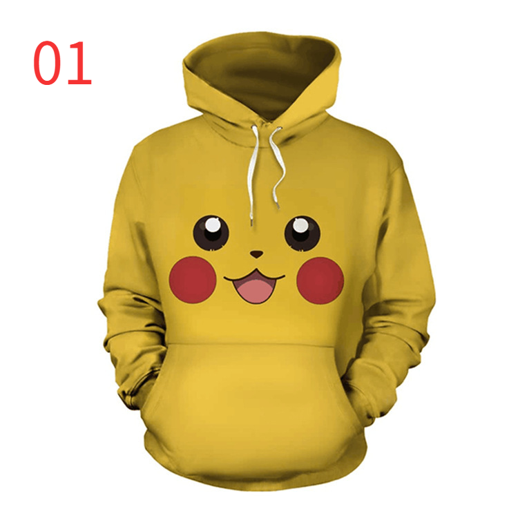 เสื้อกันหนาวฮู้ด 3D พิมพ์ลาย Pikachu & Psyduck แบบ Unisex