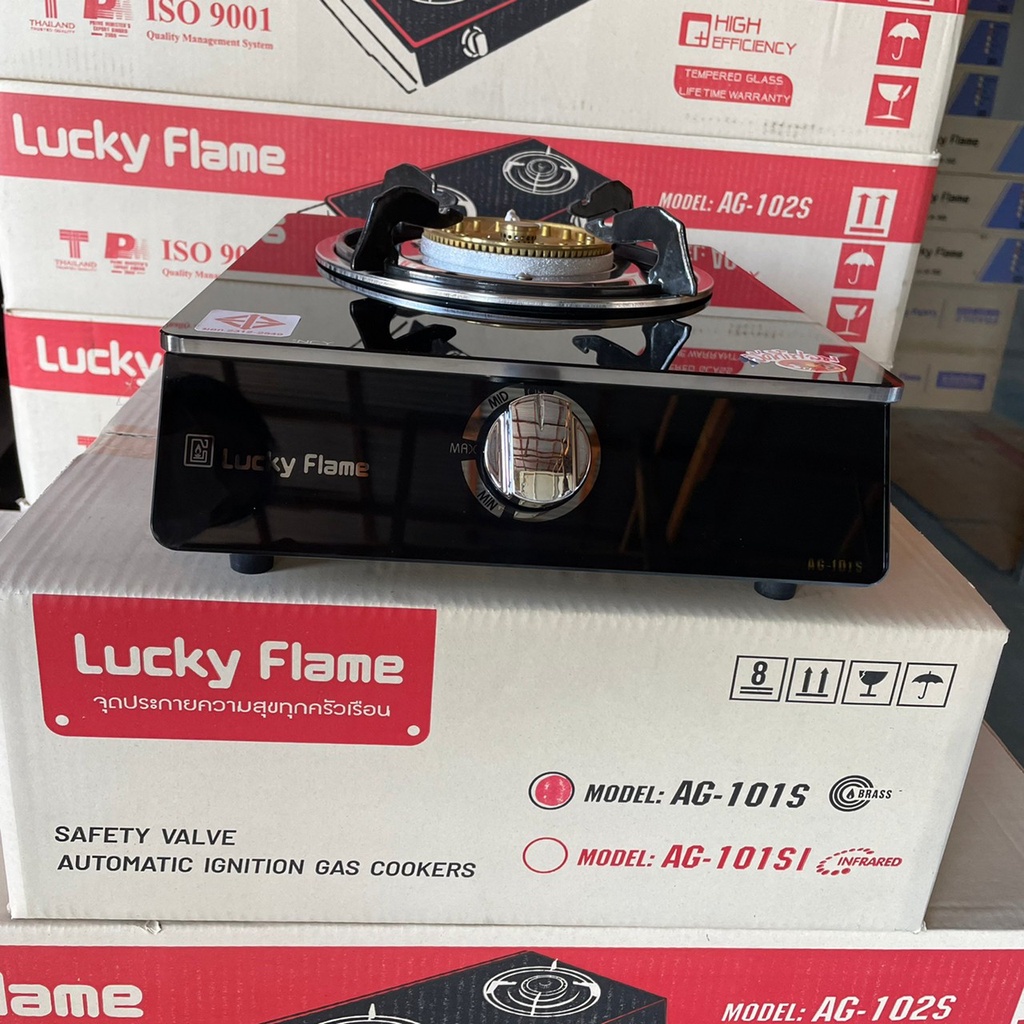 Lucky Flame,เตาแก๊ส,รุ่น AG-1015,เตาแก๊สตั้งโต๊ะ1หัว ,เตากระจกนิรภัย,เตาเดี่ยว