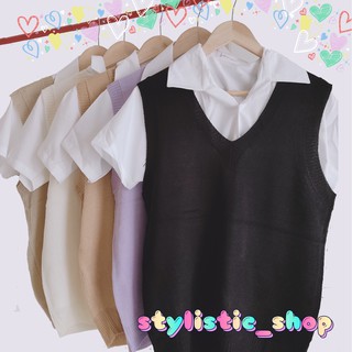 เสื้อกั๊กไหมพรม สีพื้น พร้อมส่ง vest❤❤❤