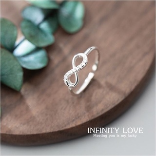 s925 Infinity Love ring แหวนเงินแท้ รักไม่มีที่สิ้นสุด เรียบง่าย ใส่สบาย เป็นมิตรกับผิว สามารถปรับขนาดได้