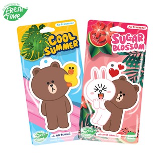 FreshTime เฟรชไทม์ LINE FRIENDS แผ่นน้ำหอมปรับอากาศ เฟรชไทม์ กลิ่น Sugar Blossom / Cool Summer  2 แผ่นในชุด