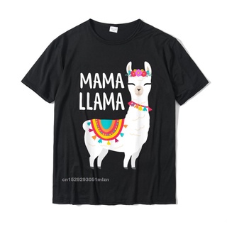 เสื้อยืดผ้าฝ้าย เสื้อยืดลําลอง ผ้าฝ้าย แขนสั้น พิมพ์ลาย Mama Llama Funny Mothers Day เหมาะกับฤดูร้อน สไตล์คลาสสิก สําหรั