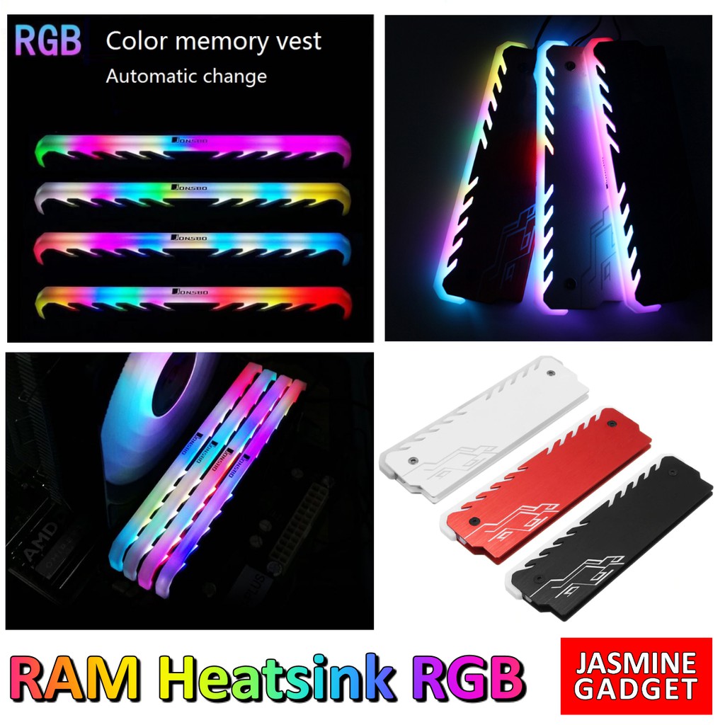 ฮีตซิงค์แรม Jonsbo NC-1 RAM Heatsink Cooler ระบายความร้อน ไฟ RGB 256 color auto change Aluminum Memo