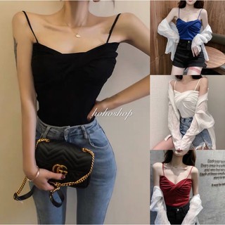 hohoshop 7สี เสื้อครอป คล้องคอ เสริมฟองน้ำโชว์หลัง แซ่บมากกขอบอกเลย