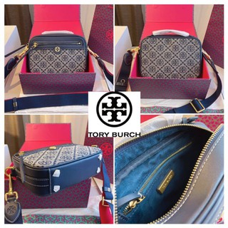 งานช็อป 💕TORY BURCH T MONOGRAM JACQUARD CAMERA BAG กระเป๋าสะพายข้างแบบ CROSSBODY