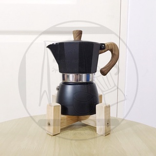 Moka pot 3 cup หม้อต้มกาแฟ 150 ml ด้ามจับลายไม้